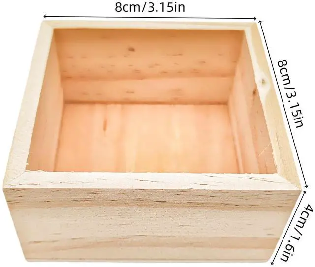 Alt view image 3 of 7 - 4 Pack Unfinished Wooden Craft Storage Organiser Boxes, 3 x 3 x 1.6 inch Small Square Wood Box, Rustic Natural Wood Container Box for Home Venue Decor