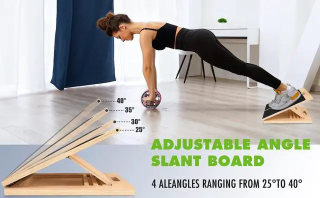 Alt view image 4 of 7 - Adjustable Slant Board for Calf Stretching - Portable Wooden Incline Board for Physical Therapy, Squats & Pilates - Calf Stretcher for Ankle, Heel & Leg Support