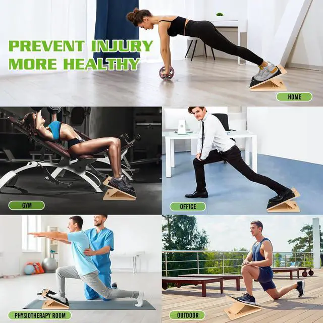 Alt view image 6 of 7 - Adjustable Slant Board for Calf Stretching - Portable Wooden Incline Board for Physical Therapy, Squats & Pilates - Calf Stretcher for Ankle, Heel & Leg Support