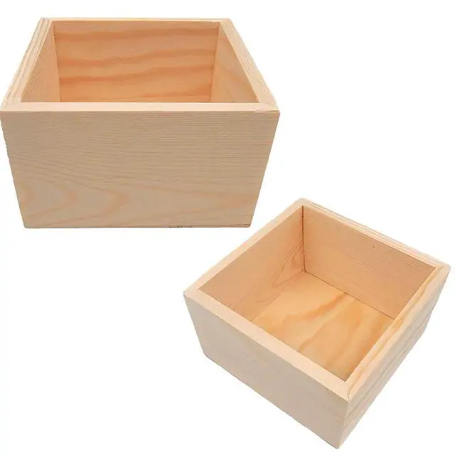 Alt view image 4 of 6 - 10 Pack Unfinished Wood Boxes 4x4 Square Wooden Craft Boxes for DIY Projects, Jewelry Storage, Wedding Favors & Kids School Crafts Small Keepsake Box Set