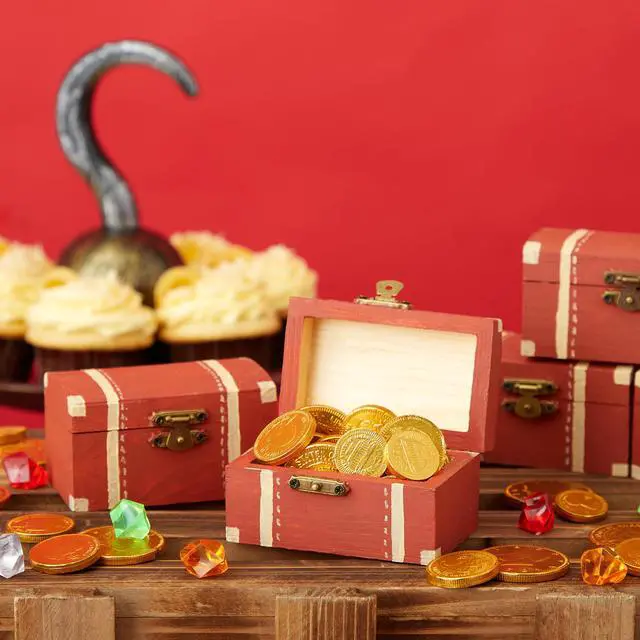 Alt view image 2 of 7 - Baby Shower Decorations Mini Unfinished Wooden Treasure Boxes - 3.5 x 2.2 x 2 In, Brown, Pack of 12, Chest Style - Wooden Treasure Chest to Paint & Party Favors