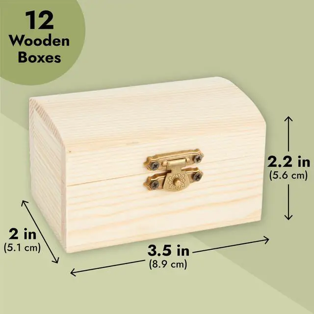Alt view image 3 of 7 - Baby Shower Decorations Mini Unfinished Wooden Treasure Boxes - 3.5 x 2.2 x 2 In, Brown, Pack of 12, Chest Style - Wooden Treasure Chest to Paint & Party Favors
