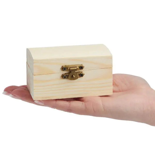 Alt view image 5 of 7 - Baby Shower Decorations Mini Unfinished Wooden Treasure Boxes - 3.5 x 2.2 x 2 In, Brown, Pack of 12, Chest Style - Wooden Treasure Chest to Paint & Party Favors