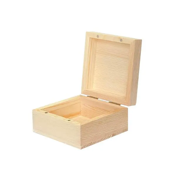 Alt view image 2 of 6 - 6 Pack Unfinished Wood Box Crafts Wooden Square Box with Magnetic Hinged Lid (3.5 x 3.5 x 1.9 In)