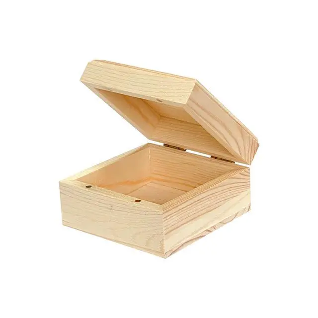 Alt view image 4 of 6 - 6 Pack Unfinished Wood Box Crafts Wooden Square Box with Magnetic Hinged Lid (3.5 x 3.5 x 1.9 In)