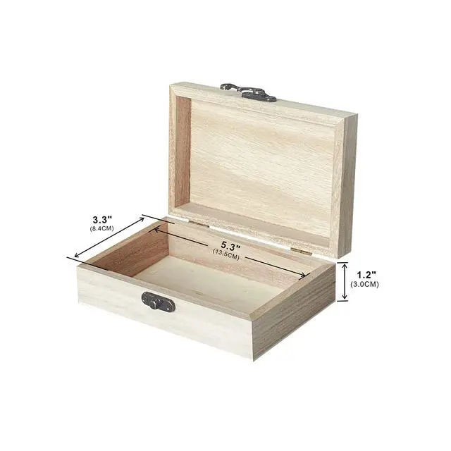 Alt view image 3 of 7 - 8 Pack 6 X 4 X 2 Inch Unfinished Wooden Box For Crafts Small Keepsake Box Treasure Chest Wood Jewelry Box