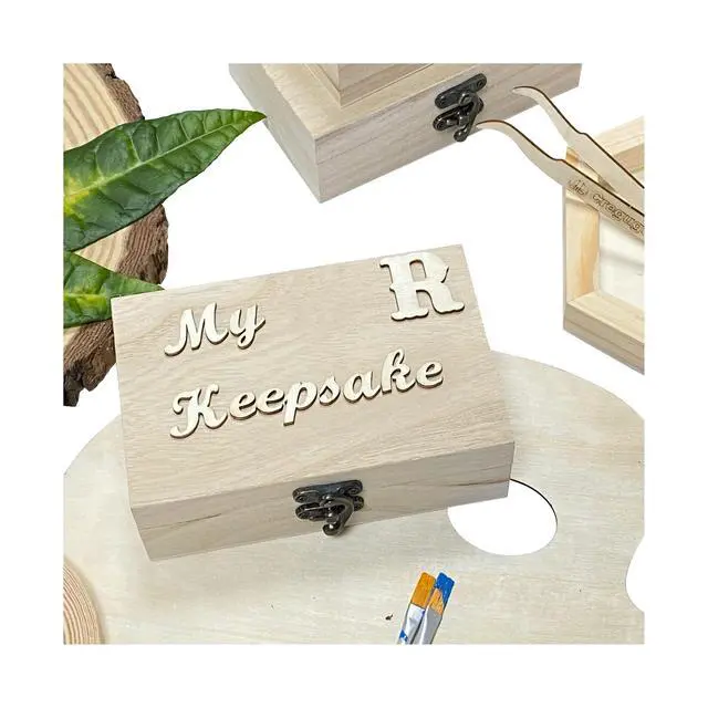 Alt view image 4 of 7 - 8 Pack 6 X 4 X 2 Inch Unfinished Wooden Box For Crafts Small Keepsake Box Treasure Chest Wood Jewelry Box