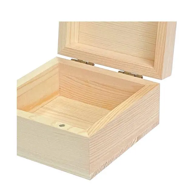 Alt view image 5 of 6 - 6 Pack Unfinished Wood Box Crafts Wooden Square Box with Magnetic Hinged Lid (3.5 x 3.5 x 1.9 In)