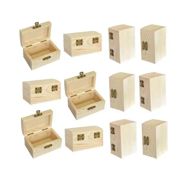 Alt view image 2 of 2 - 12 Pieces Small Wooden box Unfinished Wood Treasure Boxes with Lid for DIY Crafts (3.5 x 2.1 x 1.9 In)