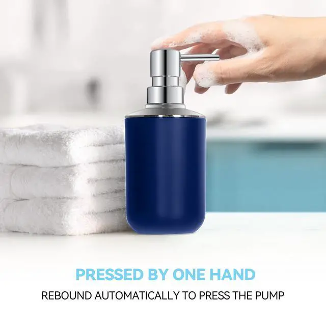 Alt view image 4 of 6 - Blue Bathroom Accessories Set 4 PCS, Blue Bathroom Accessories, Plastic Soap Dispenser and Toothbrush Holder Set, Soap Dish and Mouthwash Cup, Boho Bathroom Decor, Bathroom Set