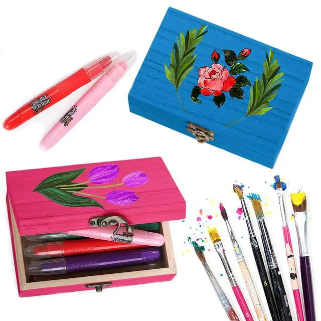 Alt view image 5 of 7 - 8 Pack Unfinished Wooden Boxes for Crafts, 6x4x2 Inch Small Jewelry Storage Box Unpainted DIY Gifts Boxes for Treasure Chest Art Hobbies Memory Box, Hinged Lid with Front Clasp