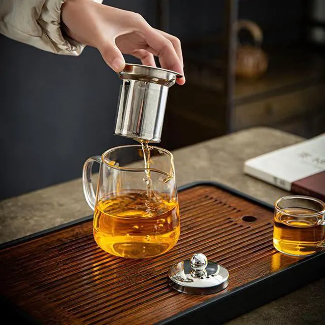 Alt view image 4 of 7 - small Glass Teapot with Removable Infuser, Stovetop Safe Tea Kettle, Blooming and Loose Leaf Tea Maker Set Camping, Travel 550ml