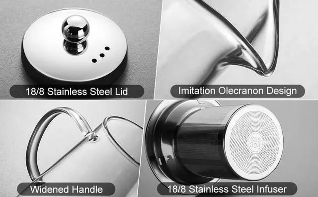 Alt view image 7 of 7 - small Glass Teapot with Removable Infuser, Stovetop Safe Tea Kettle, Blooming and Loose Leaf Tea Maker Set Camping, Travel 550ml