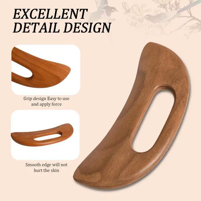 Alt view image 2 of 7 - Wooden Cellulite Massager, Body Guasha Tool Lymphatic Drainage Massager Muscle Scraper Back Massage Tool Relieve Muscle Fatigue, Body Gua Sha Paddle Anti Cellulite Tool for Women and Men