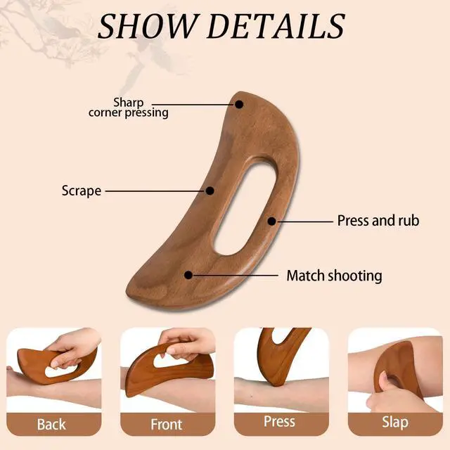 Alt view image 3 of 7 - Wooden Cellulite Massager, Body Guasha Tool Lymphatic Drainage Massager Muscle Scraper Back Massage Tool Relieve Muscle Fatigue, Body Gua Sha Paddle Anti Cellulite Tool for Women and Men