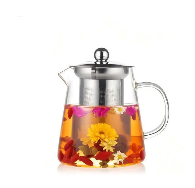 Main image of Glass Teapot with Stainless Steel Infuser, Borosilicate Tea Kettle, Clear Tea Maker for Loose Leaf Tea (550ML)