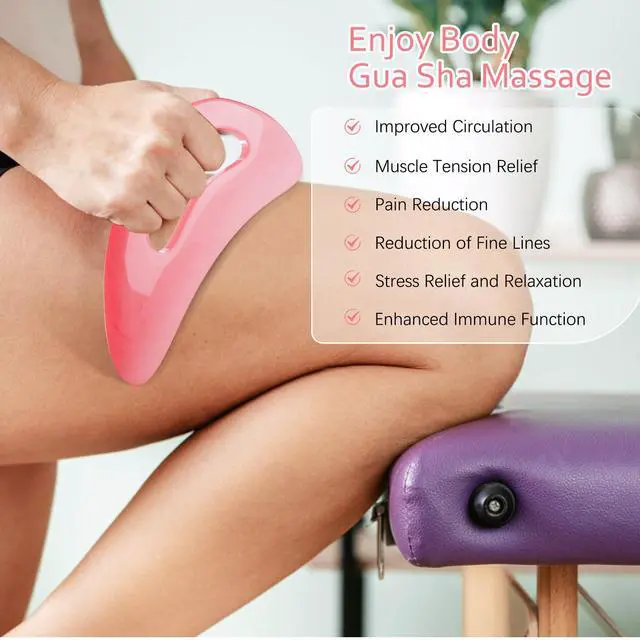 Alt view image 2 of 6 - Large Gua Sha Massage Tool, Lymphatic Drainage Massager, Muscle Scraping Massage Tools, Body Sculpting Anti Cellulite Tools for Man and Women (Pink)