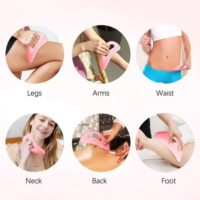 Alt view image 4 of 6 - Large Gua Sha Massage Tool, Lymphatic Drainage Massager, Muscle Scraping Massage Tools, Body Sculpting Anti Cellulite Tools for Man and Women (Pink)