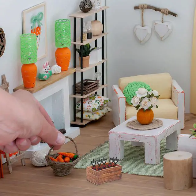 Alt view image 4 of 7 - Miniature Dollhouse Crates: 4 Pcs Mini Wooden Crate Dollhouse Storage Bins, Handmade Tiny Wooden Box Ornament for Doll House Accessories Micro Landscape