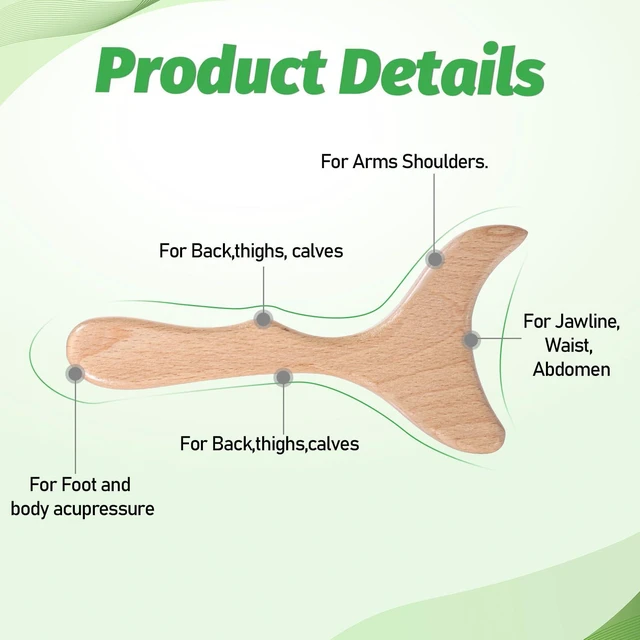 Alt view image 3 of 7 - Lymphatic Drainage Massager, Natural Wood Therapy Massage Tools One-Handed Gua Sha Body Tool Manual Anti-Cellulite Sculpting Board for Muscle Release, Fascia Massage, Body Contouring - 1 Pack