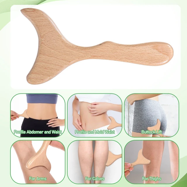 Alt view image 5 of 7 - Lymphatic Drainage Massager, Natural Wood Therapy Massage Tools One-Handed Gua Sha Body Tool Manual Anti-Cellulite Sculpting Board for Muscle Release, Fascia Massage, Body Contouring - 1 Pack