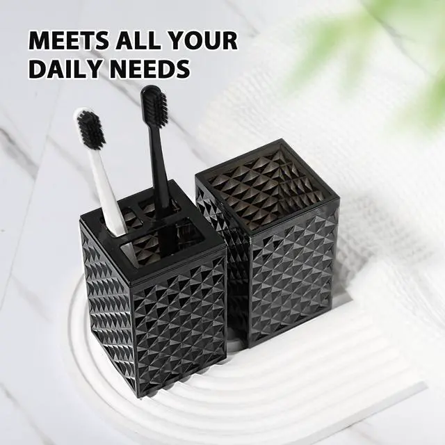 Alt view image 4 of 7 - Black Bathroom Accessories Set, 4 Pack Matte Black Bath Accessory Sets Complete, Acrylic Soap Dispenser and Toothbrush Holder Set for Bathroom Counter Sink, Modern Bathroom Decor