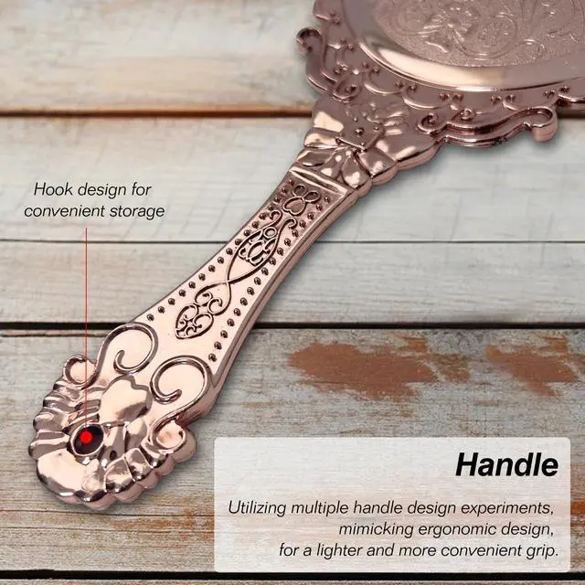 Alt view image 5 of 7 - Hand Mirror Vintage Handheld Mirror with Handle Vanity Makeup Mirror Travel Mirrors Rose Gold, Oval