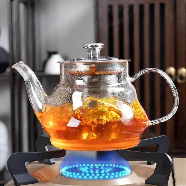 Main image of Stovetop Safe Glass Teapot, Glass Teapot with Infuser and Lid, Hand-Blown Teapots, Great for Home, Camping, Travel, 20 OZ