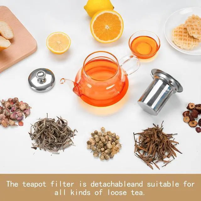 Alt view image 3 of 6 - Stovetop Safe Glass Teapot, Glass Teapot with Infuser and Lid, Hand-Blown Teapots, Great for Home, Camping, Travel, 20 OZ