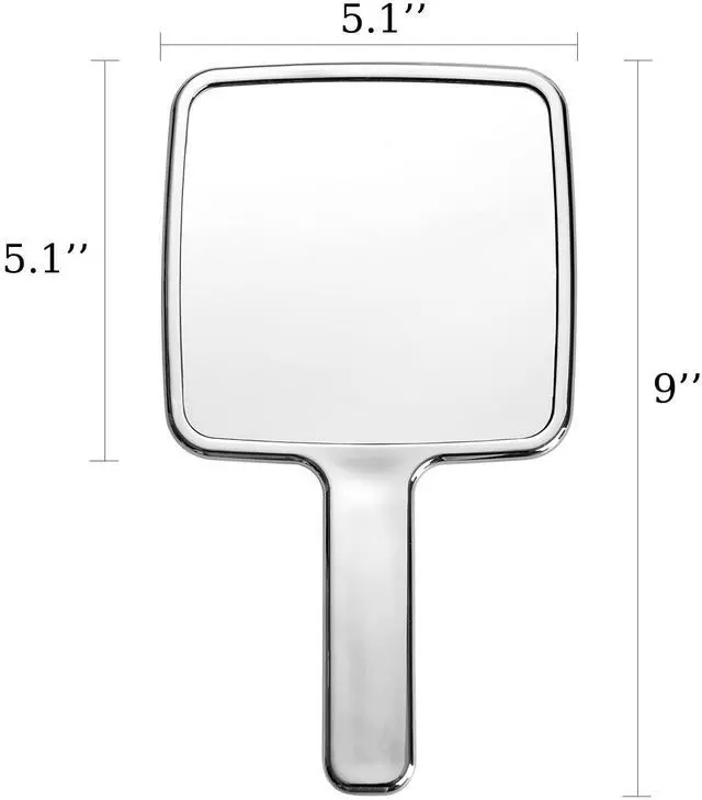 Alt view image 4 of 6 - Hand Held Mirror Electroplate Mirror Sliver, Square 9 x5.1 inch