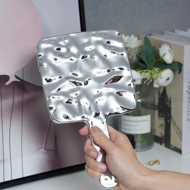 Alt view image 5 of 6 - Hand Held Mirror Electroplate Mirror Sliver, Square 9 x5.1 inch