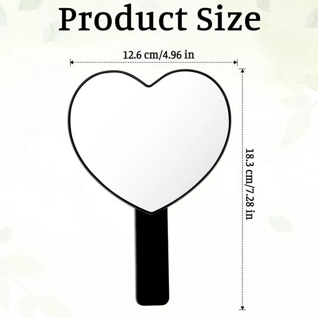 Alt view image 2 of 7 - Heart Shaped Handheld Mirror with Handle, Black Drop-Resistant Small Heart Mirrors Cute Portable Travel Makeup Hand Mirror Lash Mirror for Women Valentine's Day Birthday