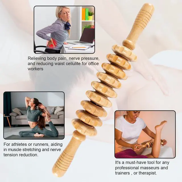 Alt view image 6 of 6 - Wood Therapy Massage Tools,Wooden Massager Stick Roller Lymphatic Drainage Tool,Maderoterapia Kit Self Massage Roller Tool for Cellulite Reduction,Muscle Tension and Body Shaping,Contouring