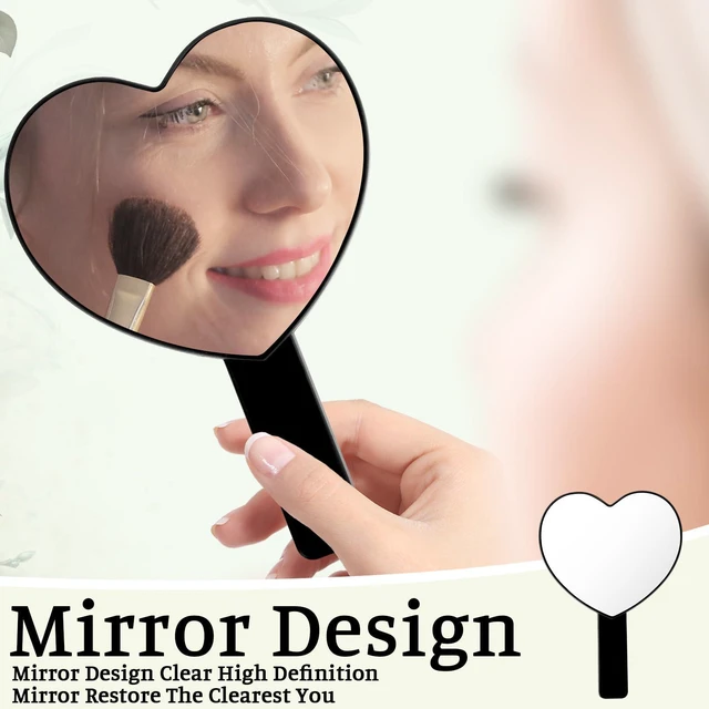 Alt view image 3 of 7 - Heart Shaped Handheld Mirror with Handle, Black Drop-Resistant Small Heart Mirrors Cute Portable Travel Makeup Hand Mirror Lash Mirror for Women Valentine's Day Birthday