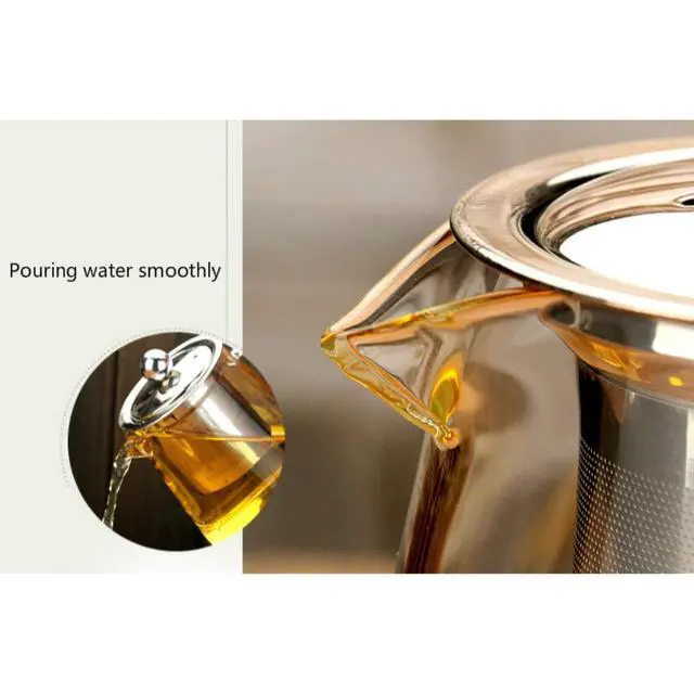 Alt view image 3 of 7 - Glass Teapot with Stainless Steel Infuser & Lid, Borosilicate Glass Tea Kettle Stovetop Safe, Blooming & Loose Leaf Teapot,Glass Square Pot (350ML/12oz)