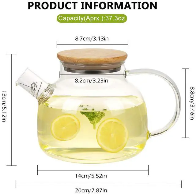 Alt view image 2 of 7 - Clear Glass Teapot Glass Pots for Cooking on Stove Clear Teapots with Infuser for Loose tea, Kettle Teapot for Loose Leaf for Boiling Water -34 oz