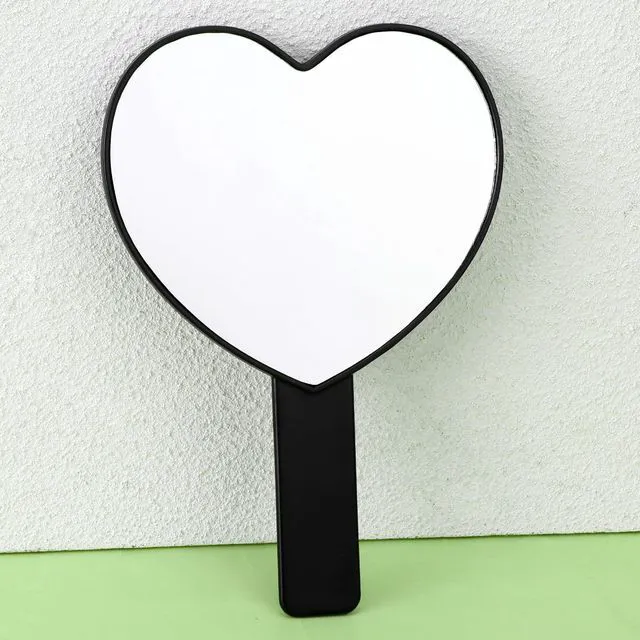 Alt view image 5 of 7 - Heart Shaped Handheld Mirror with Handle, Black Drop-Resistant Small Heart Mirrors Cute Portable Travel Makeup Hand Mirror Lash Mirror for Women Valentine's Day Birthday
