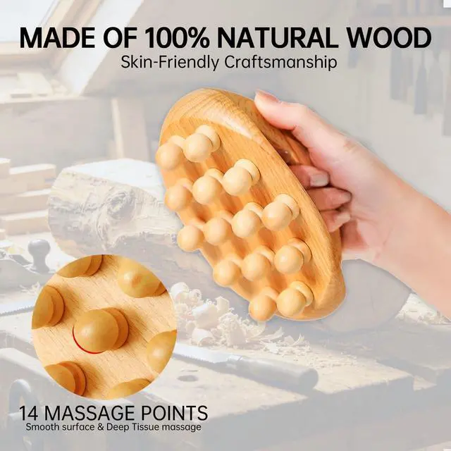 Alt view image 5 of 7 - Wood Therapy Massage Tools, Cellulite Massage Tool Wooden Massage Body Brush, Itchy Skin Relief, Body Shaping,Professional Maderoterapia Kit Meridian Pressure Brush, Lymphatic Drainage Massager