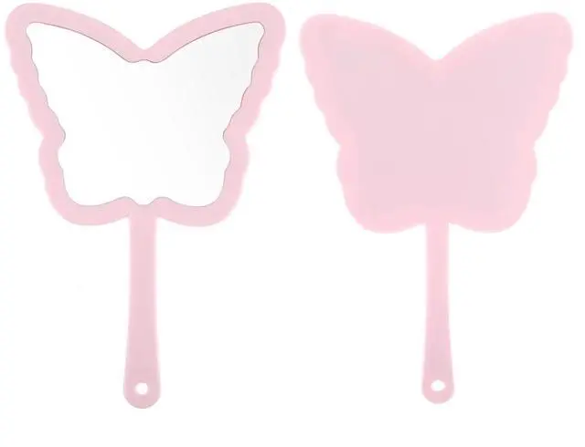 Main image of Butterfly-Shaped Handheld Mirrors, Cosmetic Hand Mirror with Handle Small Butterflies Mirrors Decorative Hand Held Mirror for Student Women Girls Valentine's Day Travel Pink