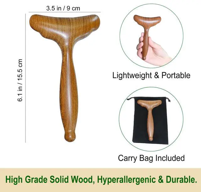 Alt view image 2 of 7 - Lymphatic Drainage Massager, Wooden Massage Tools, Body Gua Sha Paddle. Wood Lymphatic Drainage Tool for Maderoterapy Muscle Release Pain Relief Trigger Point Deep Tissue Anti-cellulite 6.1×3.5