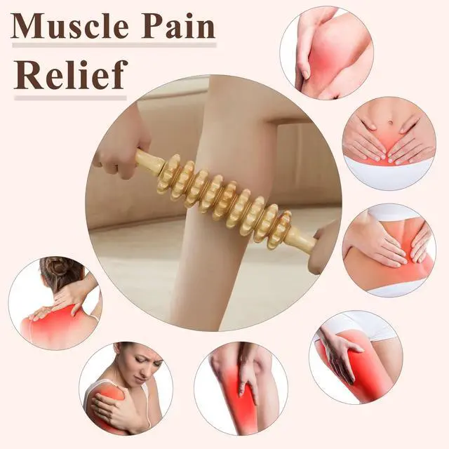 Alt view image 4 of 6 - Wood Massage Roller Muscle Roller Cellulite Massage Tool Fascia Blaster Lymphatic Drainage Massager Wood Therapy Massage Tools for Deep Tissue Muscle Relief Recovery(9-Wheel)