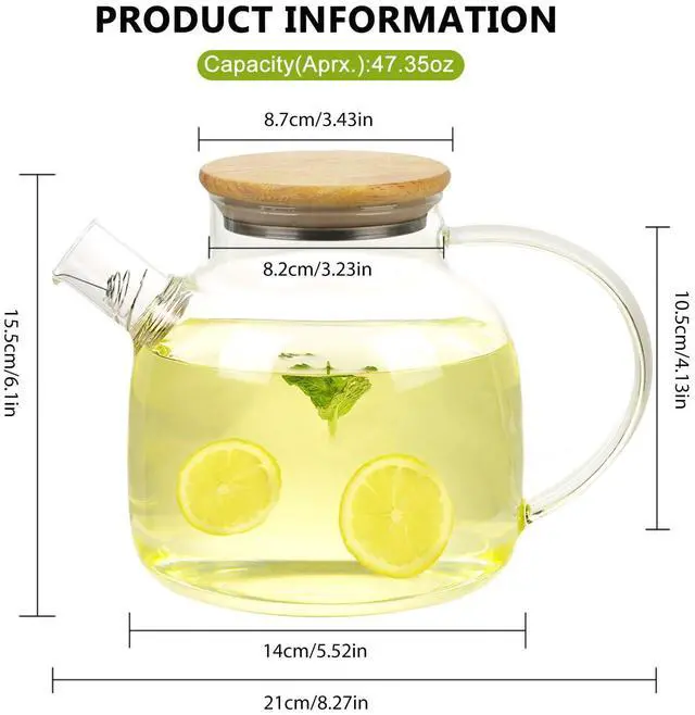 Alt view image 2 of 7 - Clear Glass Teapot Glass Pots for Cooking on Stove Clear Teapots with Infuser for Loose tea, Kettle Teapot for Loose Leaf for Boiling Water -50 oz