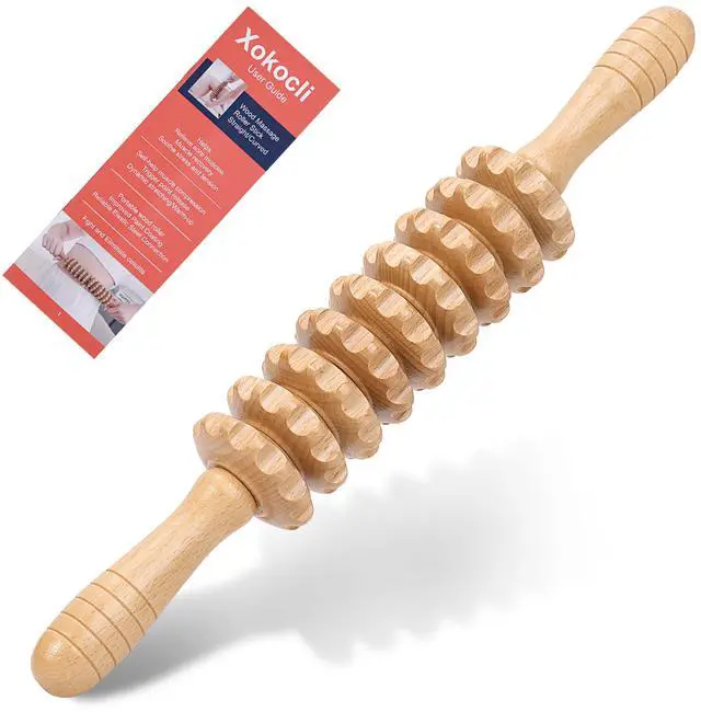Main image of Cellulite Massage Tool Wood Therapy Massage Tools Fascia Blaster Cellulite Roller Lymphatic Drainage Massager Deep Tissue Massage Stick for Legs Thighs Muscle Relief Recovery(White 9-Wheel)