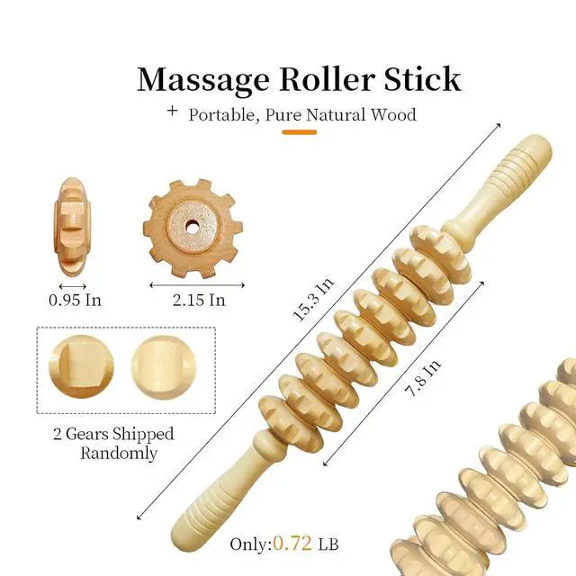 Alt view image 2 of 7 - Wood Therapy Massage Tools Manual Massage Roller Stick for Body Sculpting, Maderoterapia Kit- Cellulite Massager for Muscle Pain Relief, Fascia, Cellulite