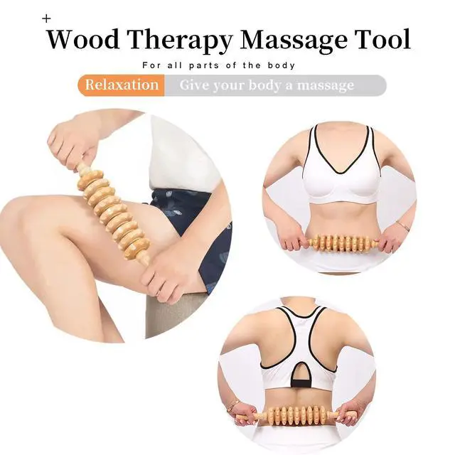 Alt view image 3 of 7 - Wood Therapy Massage Tools Manual Massage Roller Stick for Body Sculpting, Maderoterapia Kit- Cellulite Massager for Muscle Pain Relief, Fascia, Cellulite
