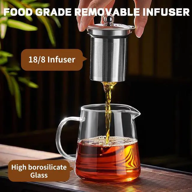 Alt view image 2 of 7 - Glass Teapot, Tea Pot with Removable Infusers for Loose Tea, Borosilicate Glass Tea Kettle Tea Maker Stovetop for Party, Camping,Travel (950ML)