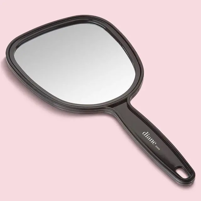 Alt view image 5 of 7 - Standard Handheld Mirror with Handle, Single-Sided 1X Mirror for Makeup, Hair Styling, Makeup Application, Shaving, Skincare & Everyday Grooming, Compact Travel Mirror, Black, 5" x 11"