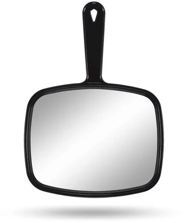 Main image of Hand Mirror Salon Barber Hairdressing Handheld Mirror with Handle (Square Black 7.4 x 10.3 inches)