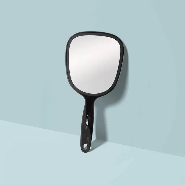 Alt view image 6 of 7 - Standard Handheld Mirror with Handle, Single-Sided 1X Mirror for Makeup, Hair Styling, Makeup Application, Shaving, Skincare & Everyday Grooming, Compact Travel Mirror, Black, 5" x 11"