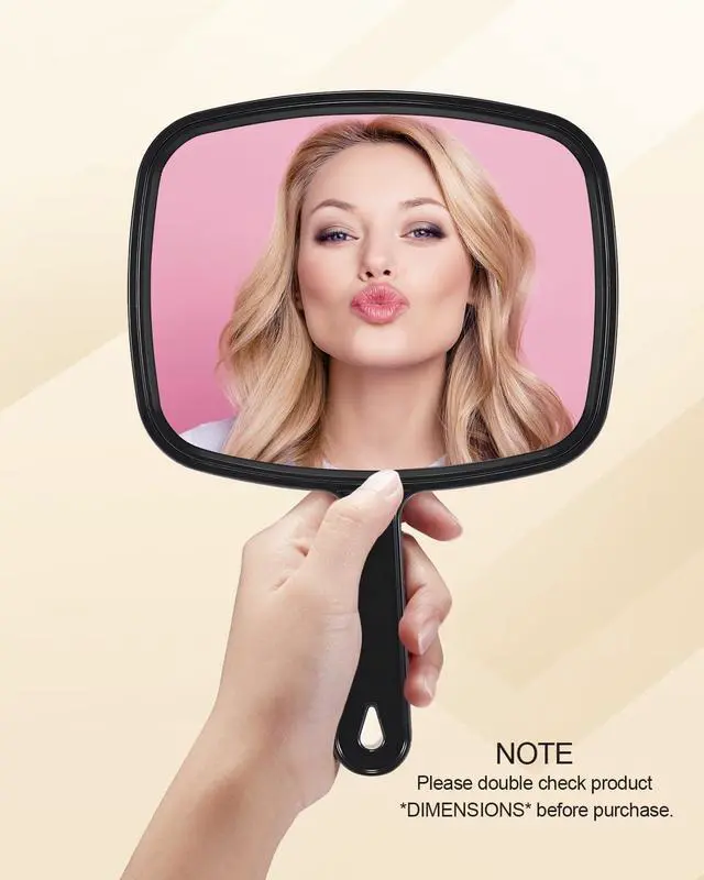 Alt view image 3 of 7 - Hand Mirror Salon Barber Hairdressing Handheld Mirror with Handle (Square Black 7.4 x 10.3 inches)